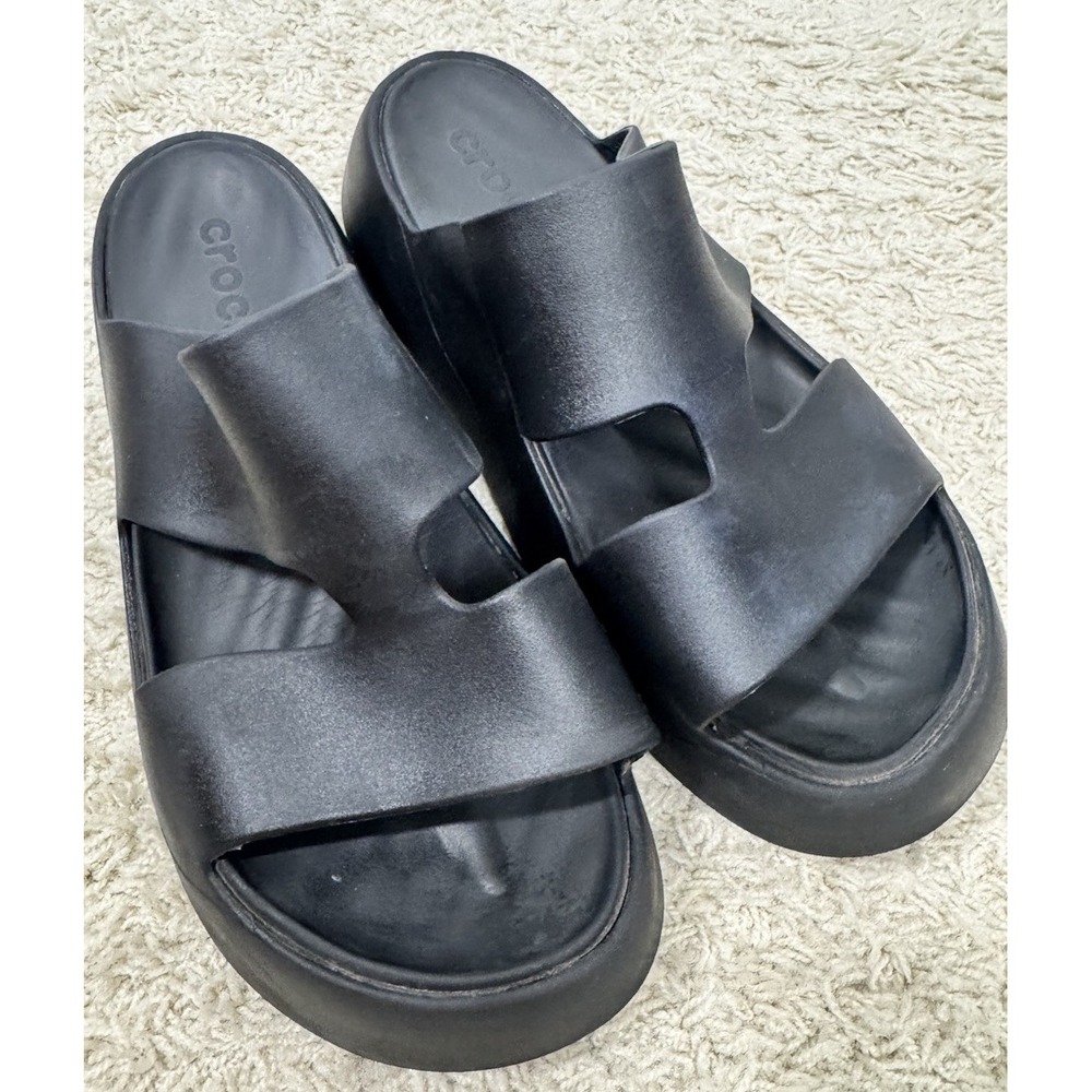 Crocs Womens Getaway Chunky Platform Sandal Flip Flop Size 10 Black Comfort Y2K - Picture 4 of 10